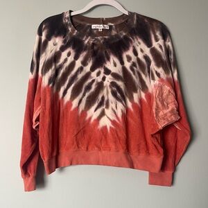 Tie-Dye Terrycloth Crop Sweatshirt in Orange and Brown